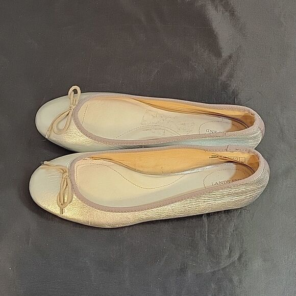 BRAND NEW LANDS'END SLIP ON SILVER METALLIC BALLERINAS FLAT SHOE - Picture 9 of 15